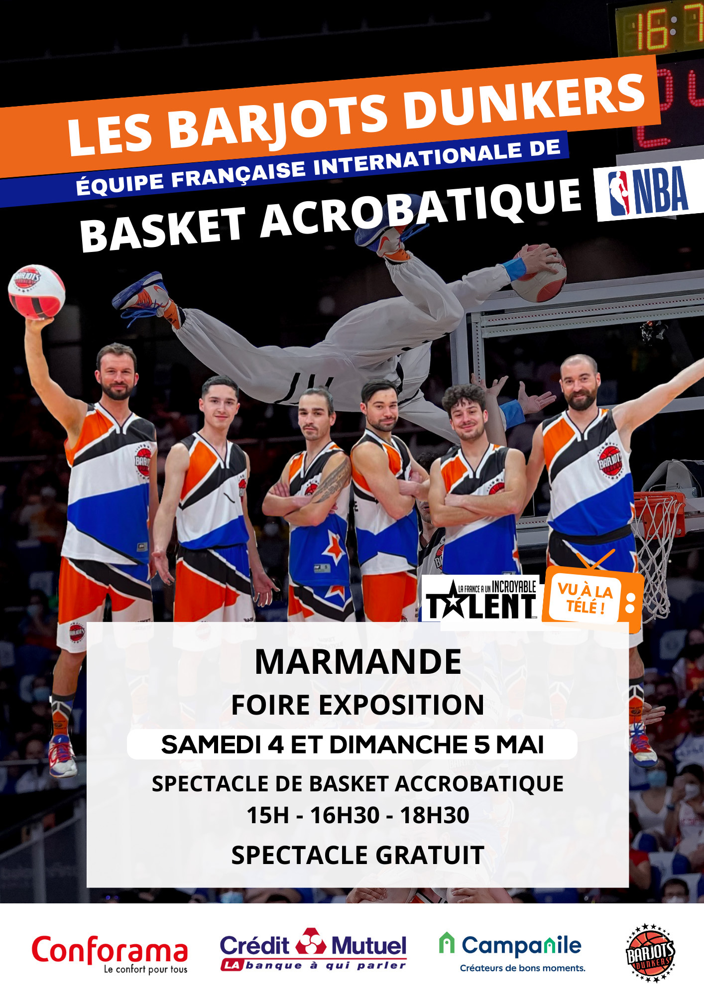 Spectacle de basket acrobatique les Barjots